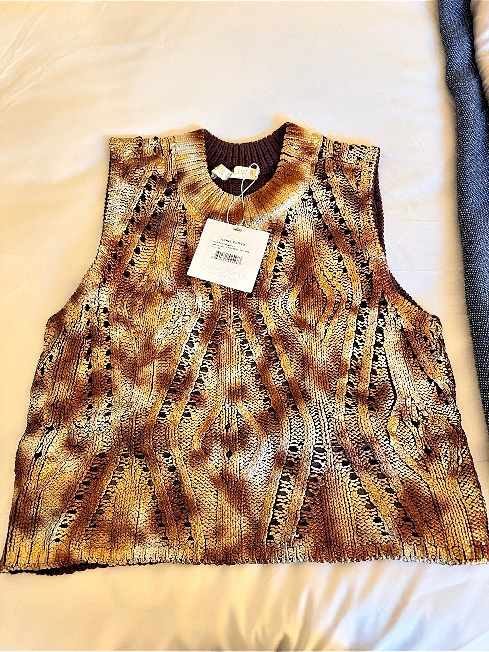 MARIA OLIVER Metallic Top Metallic Knit Sleeveless Top Size XS NWT